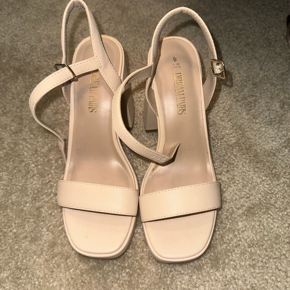 Dream Pairs Beige Strappy Heels